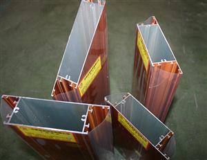 Aluminium Profiles for Casement Door with Wooden Color Surface.