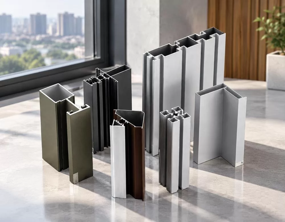Profil aluminium extruded amin'ny endrika isan-karazany anisan'izany ny volafotsy, varahina, ary mainty matte
